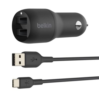 Belkin BoostUp Charge Dual USB-A Car Charger + USB-C Cable