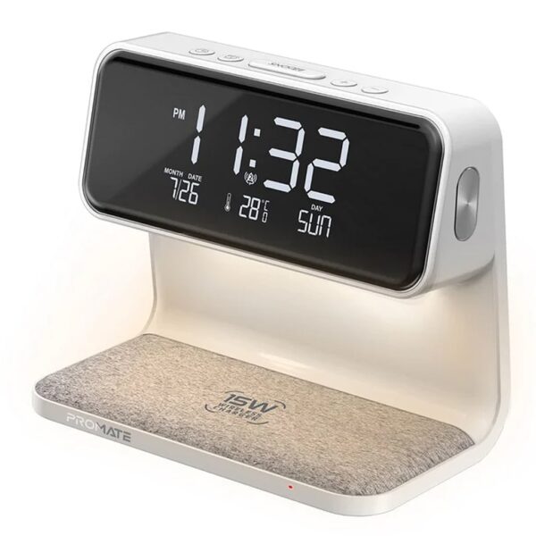 Promate Lumix-15W LED Alarm Clock with 15W Wireless Charger - Image 5