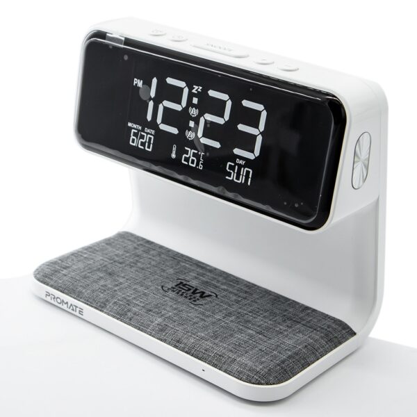 Promate Lumix-15W LED Alarm Clock with 15W Wireless Charger