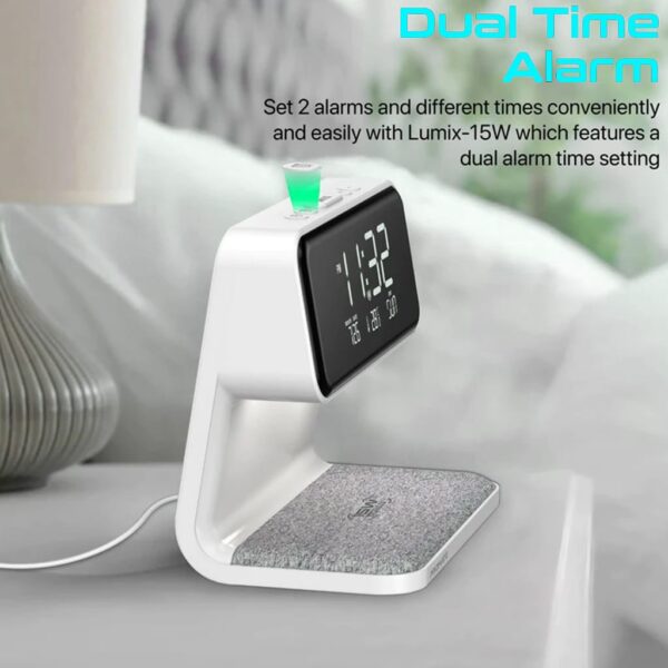 Promate Lumix-15W LED Alarm Clock with 15W Wireless Charger - Image 6