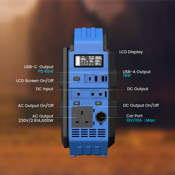 Powerology 600W Portable Power Generator with Solar Panel - Image 2