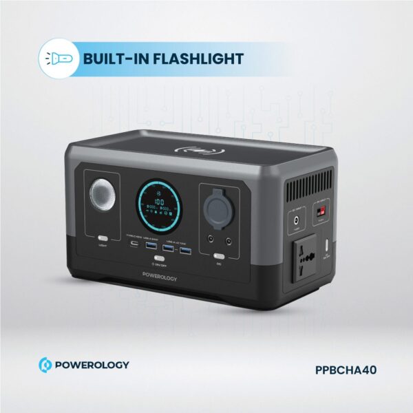 Powerology Portable Power Generator, 76800mAh 300W - Black - Image 5