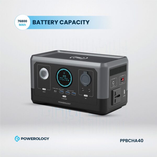 Powerology Portable Power Generator, 76800mAh 300W - Black - Image 2