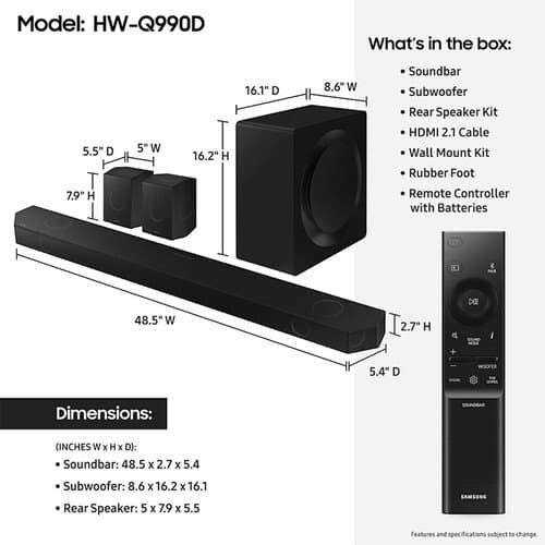 Samsung HW-Q800D 360W 5.1.2-Channel Dolby Atmos Soundbar System - Image 14